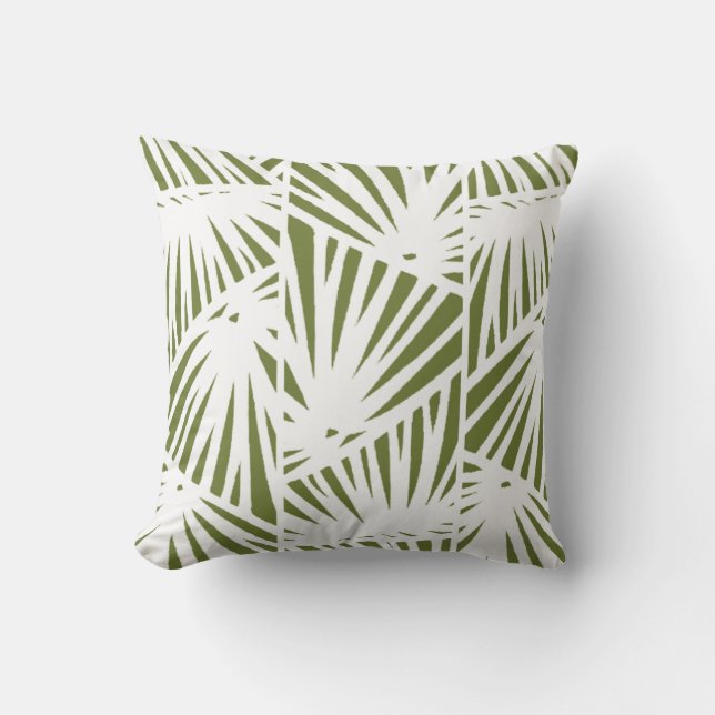 Palm Leaves, Elegant, Mid Century Modern Throw Pillow (Front)
