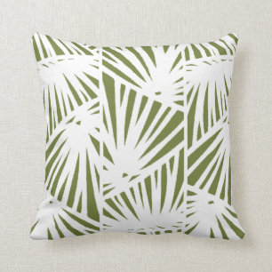 Palm Leaves, Elegant, Mid Century Modern Throw Pillow