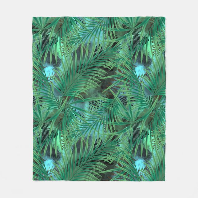 Palm leaves fleece blanket (Front)