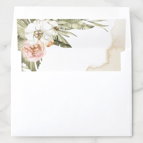 Palm Leaves Floral and Cream Watercolor Stains Envelope Liner