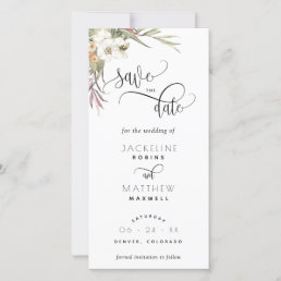 Palm Leaves Floral Wedding Save The Date Bookmark