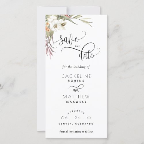 Palm Leaves Floral Wedding Save The Date Bookmark