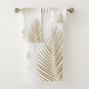 Palm Leaves - Gold Cali Vibes #3 Bath Towel Set