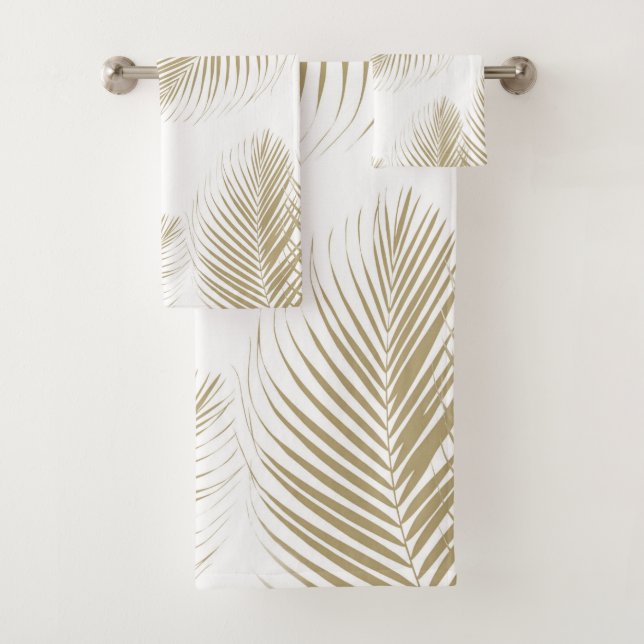 Palm Leaves - Gold Cali Vibes #3 Bath Towel Set (Insitu)