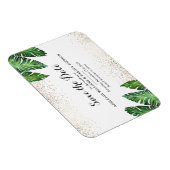 Palm Leaves & Gold Confetti on White Save The Date Magnet (Right Side)