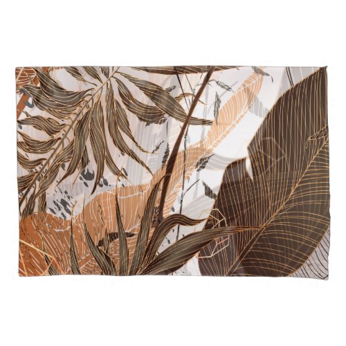 Palm Leaves Gold Marble Design Pillow Case