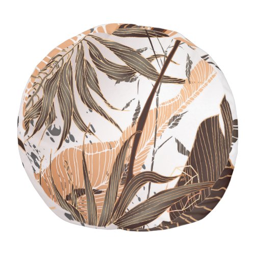 Palm Leaves Gold Marble Design Pouf