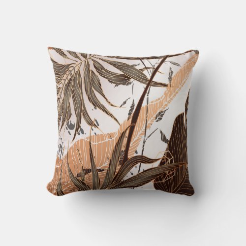 Palm Leaves Gold Marble Design Throw Pillow