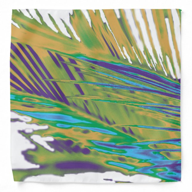 Palm Leaves Gold, Purple and Green Bandana (Front)