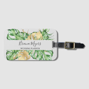 Palm Leaves Gold Tropical Sand Luggage Tag