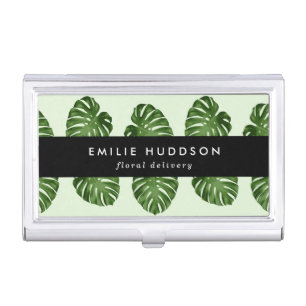 Palm Leaves, Green Leaves, Floristry, Flower Shop Business Card Case