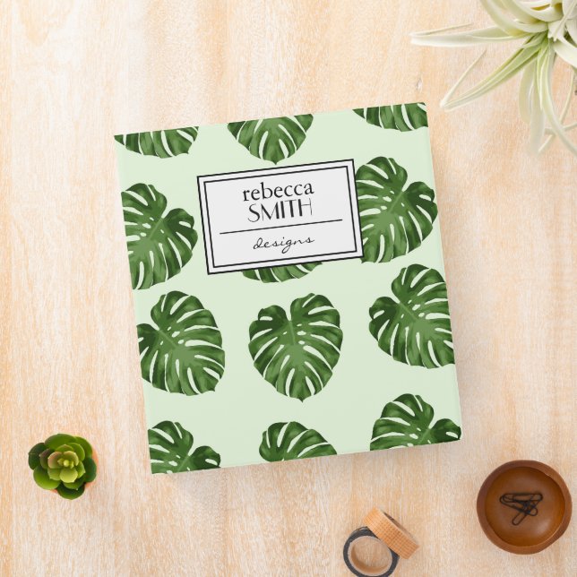 Palm Leaves, Green Leaves, Tropical Pattern 3 Ring Binder (In Situ)