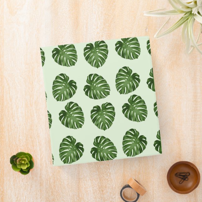 Palm Leaves, Green Leaves, Tropical Pattern 3 Ring Binder (In Situ)