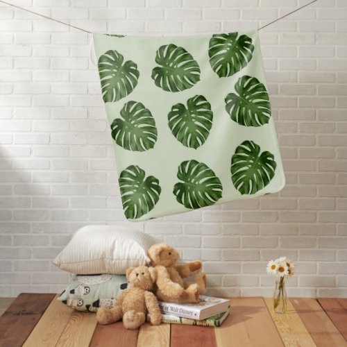 Palm Leaves Green Leaves Tropical Pattern Baby Blanket