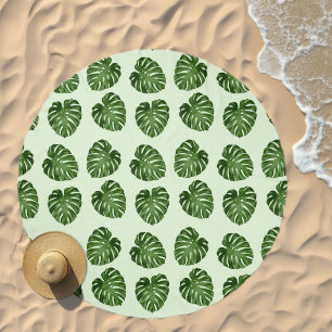 Palm Leaves, Green Leaves, Tropical Pattern Beach Towel