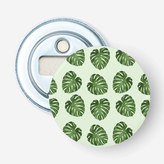 Palm Leaves, Green Leaves, Tropical Pattern Bottle Opener (Front)