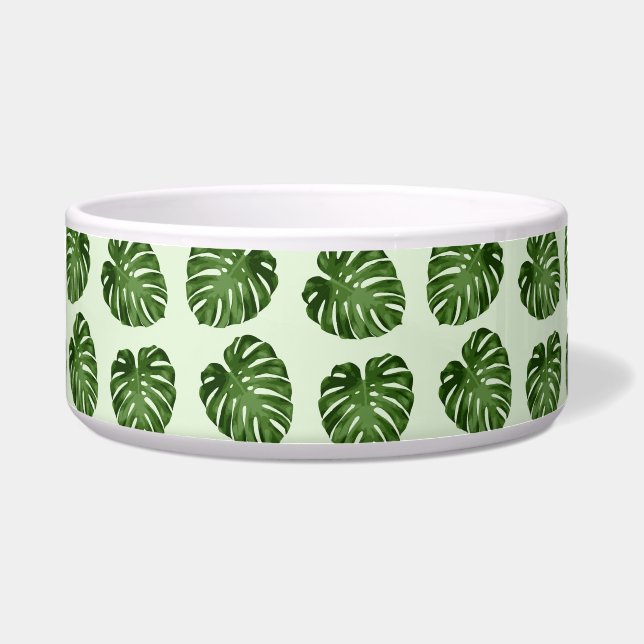 Palm Leaves, Green Leaves, Tropical Pattern Bowl (Front)