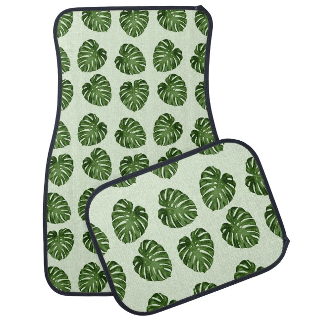 Palm Leaves, Green Leaves, Tropical Pattern Car Floor Mat (Set)