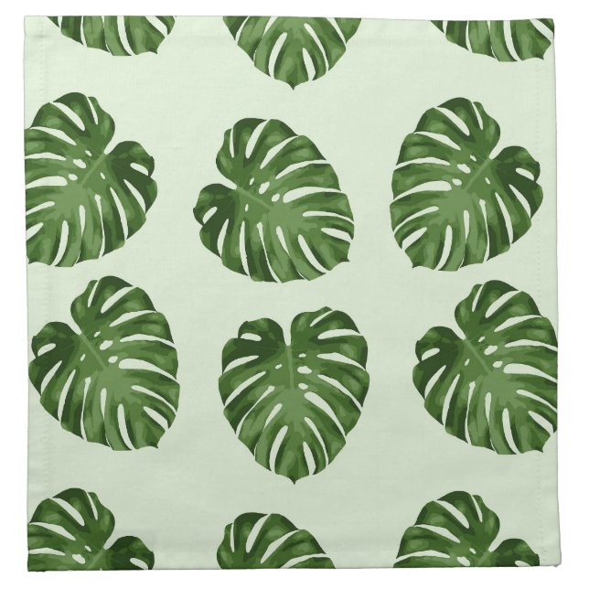 Palm Leaves, Green Leaves, Tropical Pattern Cloth Napkin (Front)