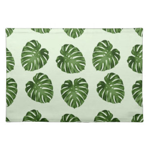 Palm Leaves, Green Leaves, Tropical Pattern Cloth Placemat