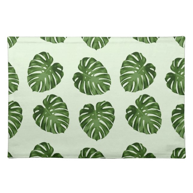 Palm Leaves, Green Leaves, Tropical Pattern Cloth Placemat (Front)