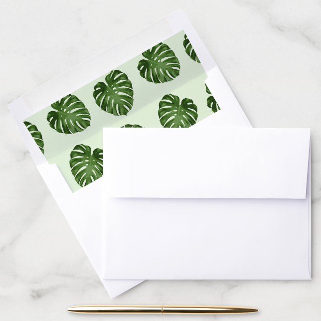Palm Leaves, Green Leaves, Tropical Pattern Envelope Liner (Desk)