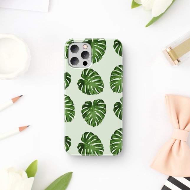 Palm Leaves, Green Leaves, Tropical Pattern iPhone Case (Creator Uploaded)