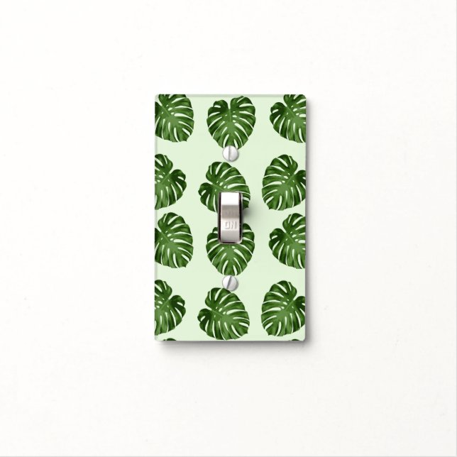 Palm Leaves, Green Leaves, Tropical Pattern Light Switch Cover (In Situ)