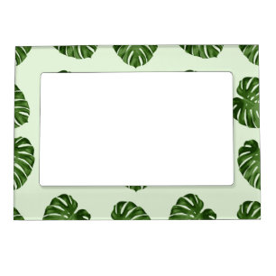 Palm Leaves, Green Leaves, Tropical Pattern Magnetic Frame