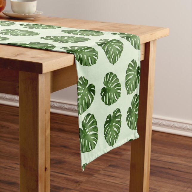 Palm Leaves, Green Leaves, Tropical Pattern Medium Table Runner (In Situ)
