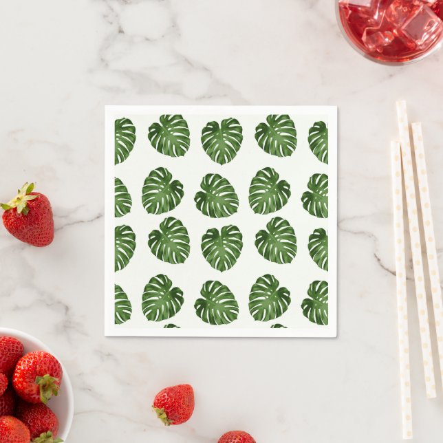 Palm Leaves, Green Leaves, Tropical Pattern Napkins (Insitu)