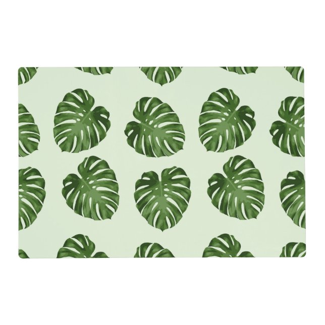 Palm Leaves, Green Leaves, Tropical Pattern Placemat (Front)