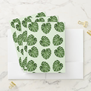 Palm Leaves, Green Leaves, Tropical Pattern Pocket Folder