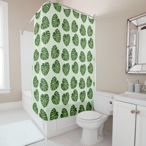 Palm Leaves Green Leaves Tropical Pattern Shower Curtain