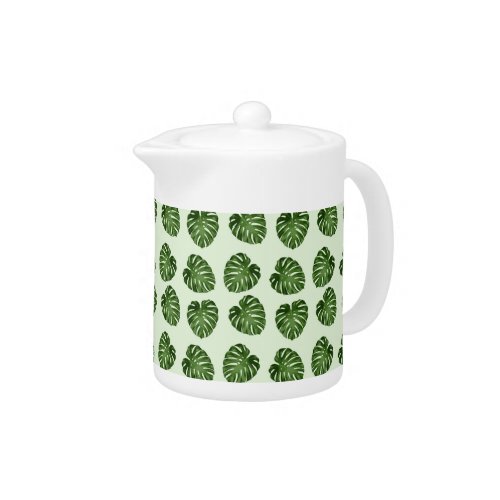 Palm Leaves Green Leaves Tropical Pattern Teapot