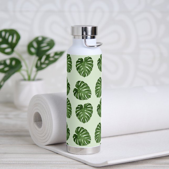 Palm Leaves, Green Leaves, Tropical Pattern Water Bottle (Yoga)