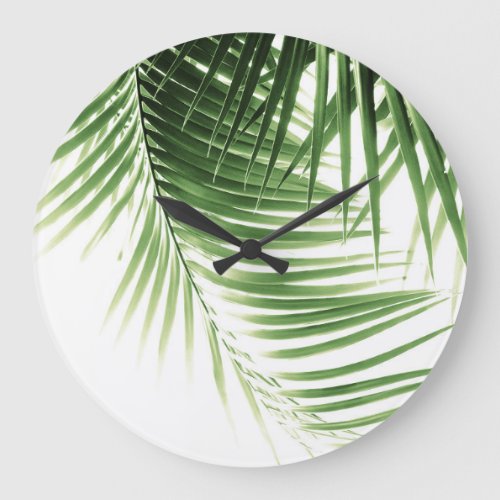Palm Leaves Green Vibes 9 Large Clock