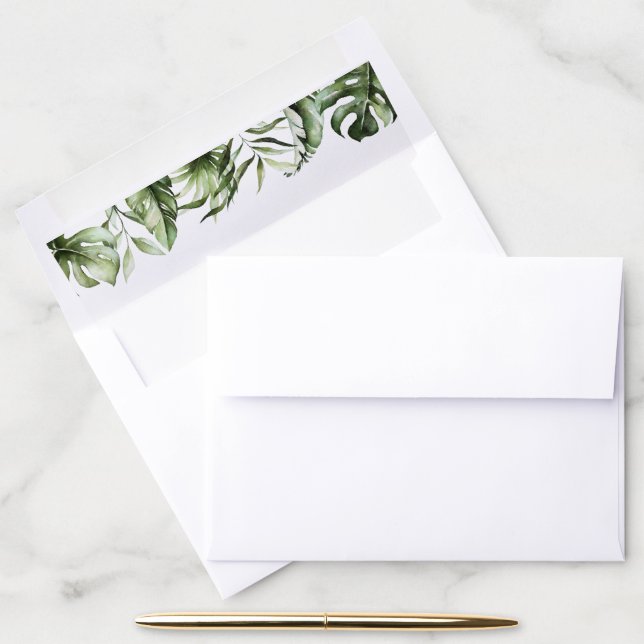 Palm Leaves, Greenery, Jungle, Safari, Birthday Envelope Liner (Desk)