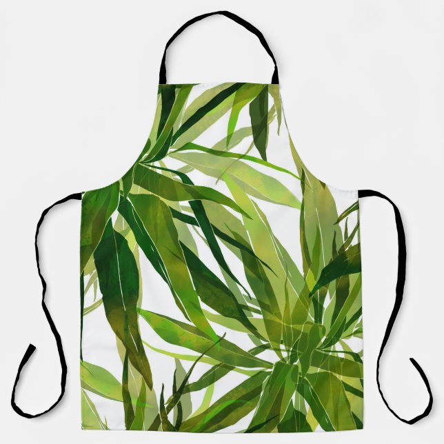 Palm Leaves Hand Painted Pattern Apron (Front)