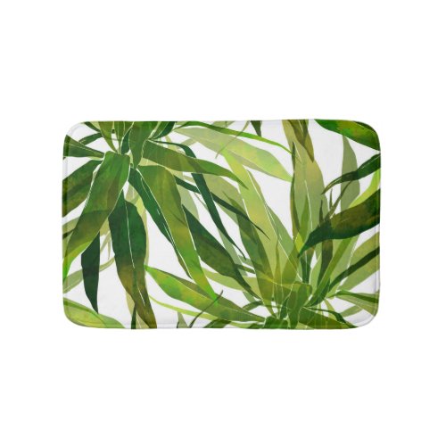 Palm Leaves Hand Painted Pattern Bath Mat