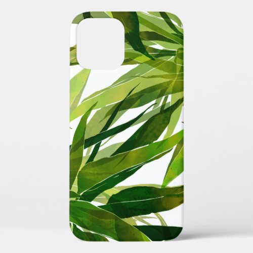 Palm Leaves Hand Painted Pattern iPhone 12 Case