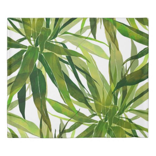 Palm Leaves Hand Painted Pattern Duvet Cover