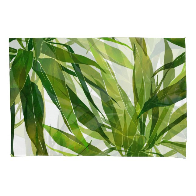 Palm Leaves Hand Painted Pattern Pillow Case (Front)
