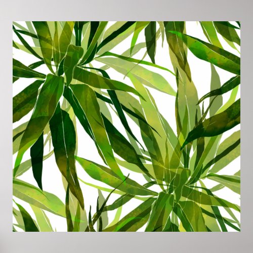 Palm Leaves Hand Painted Pattern Poster