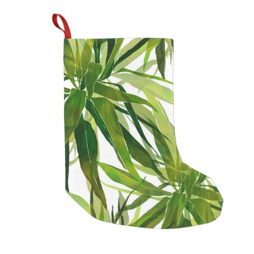 Palm Leaves Hand Painted Pattern Small Christmas Stocking