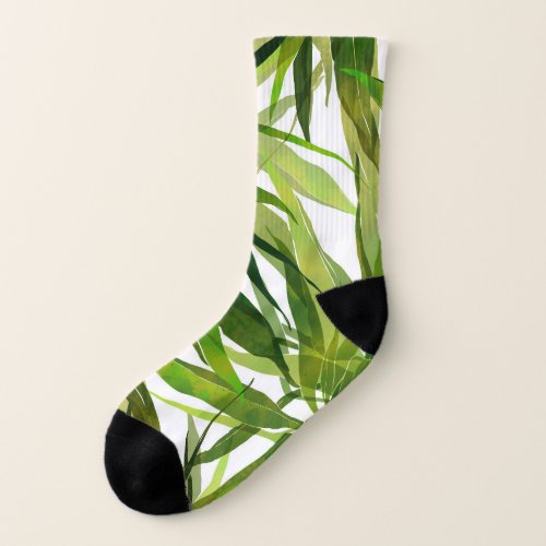 Palm Leaves Hand Painted Pattern Socks