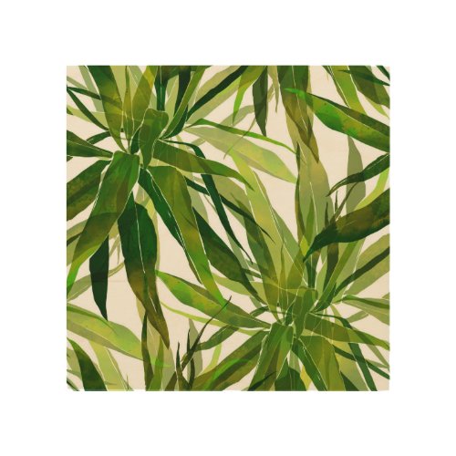 Palm Leaves Hand Painted Pattern Wood Wall Art