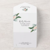 Palm Leaves Hibiscus Tropical Geometric Wedding All In One Invitation (Outside)