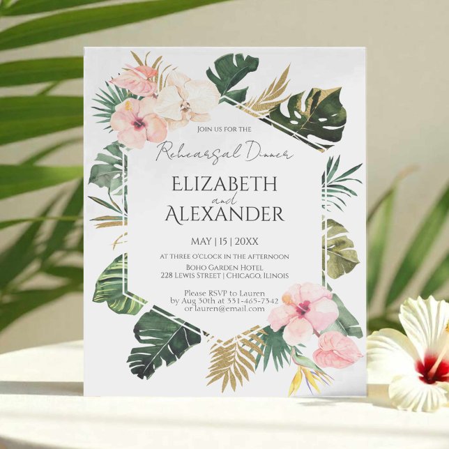Palm Leaves Hibiscus Tropical Rehearsal Dinner (Creator Uploaded)