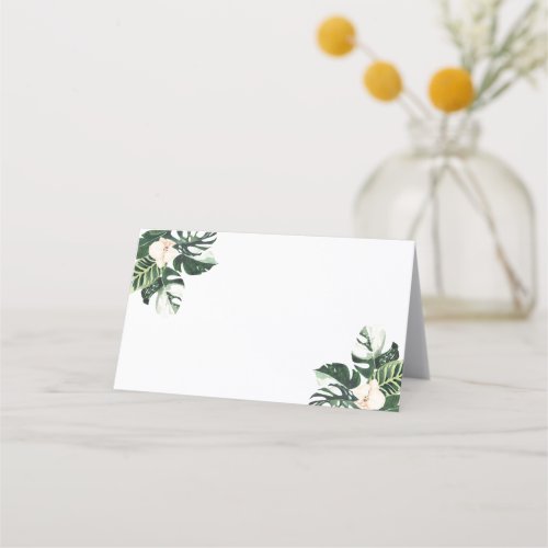 Palm Leaves Hibiscus Tropical Wedding Reception Place Card